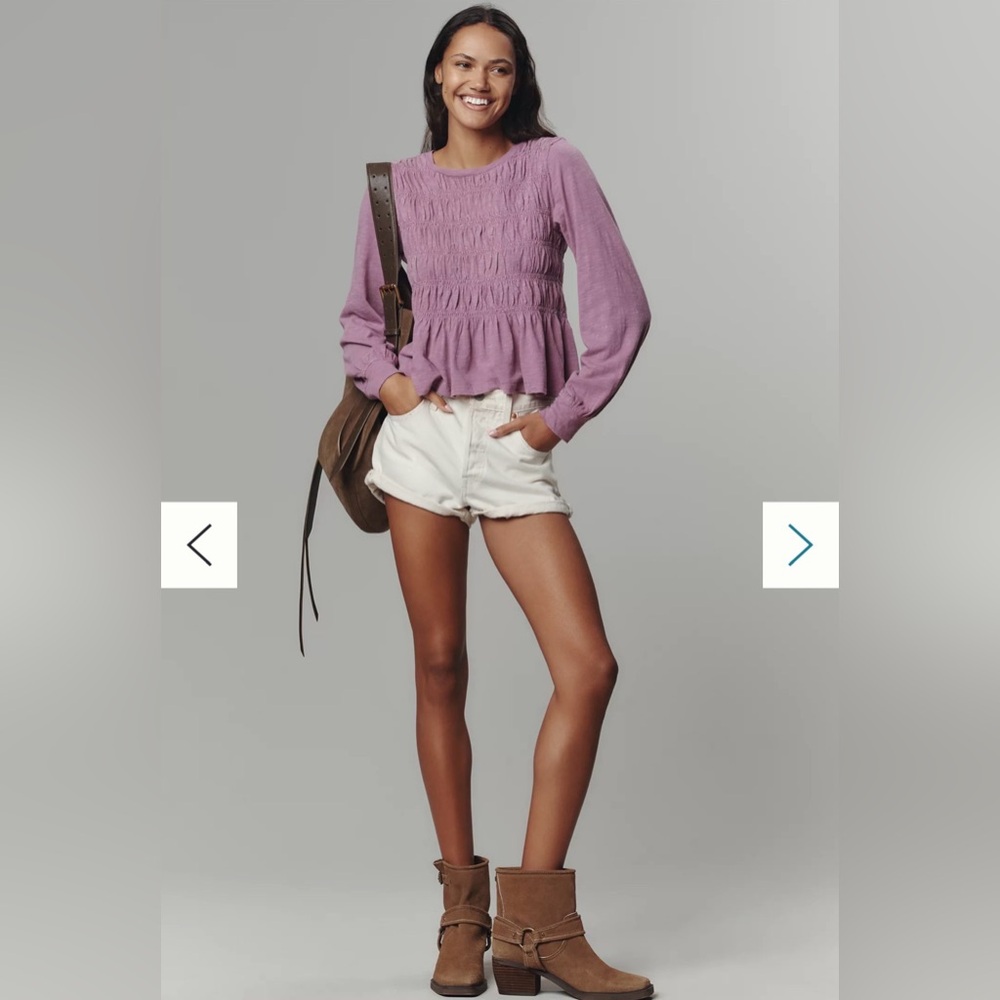 💜Pilcro Long-Sleeve Smocked Top - NWT